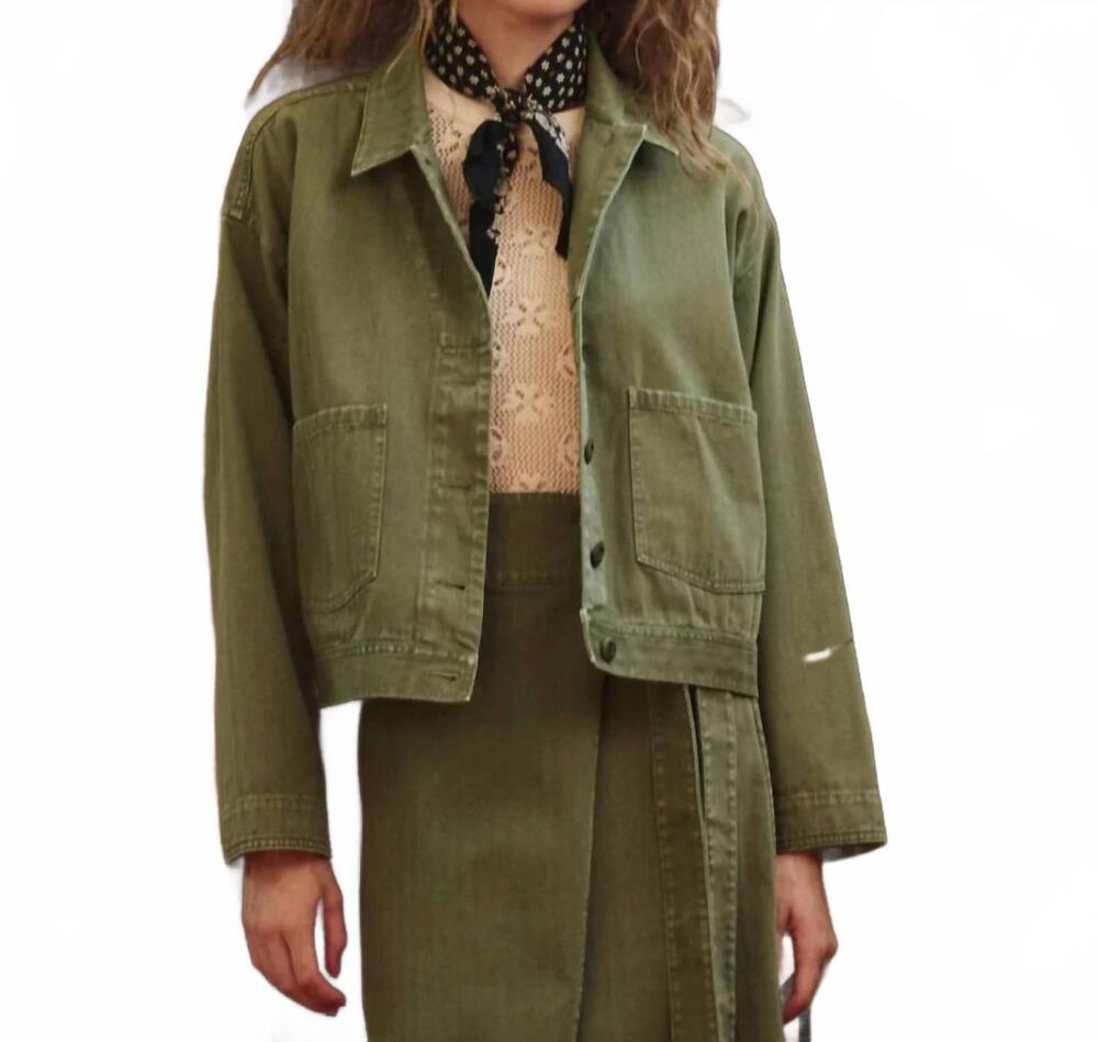 NEW THE GREAT. the rancher jacket in military green